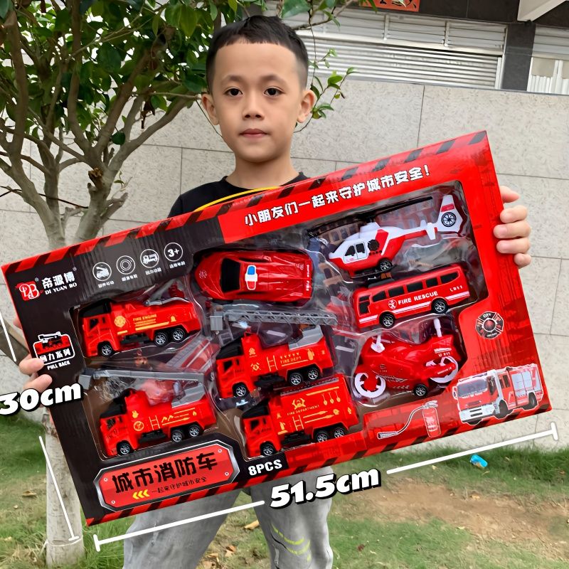 drop-resistant children‘s toy car pull back car simulation excavator engineering vehicle fire truck aircraft model boy gift