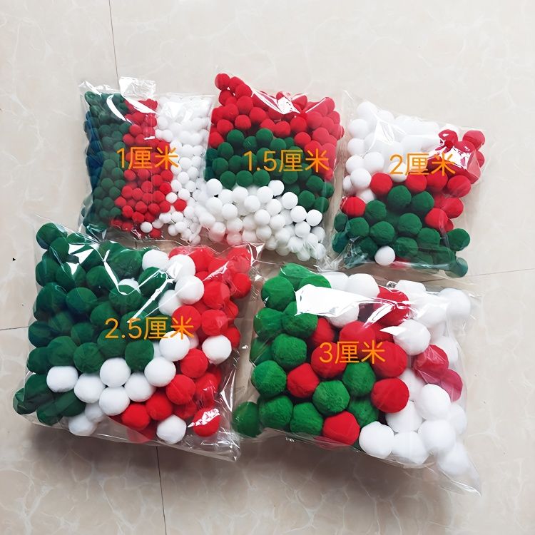 1-3cm fur ball santa claus fur ball red white green kindergarten pompons christmas fur ball