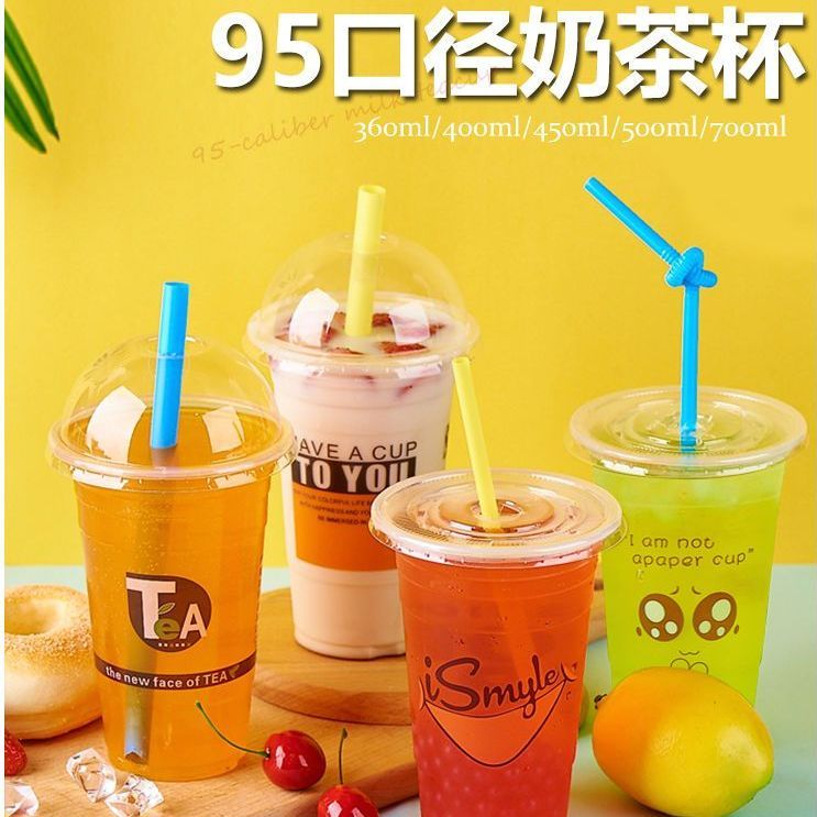 95 caliber milky tea cup disposable juice cup extra thick milk tea special cup beverage plastic cup soybean milk cup wholesale