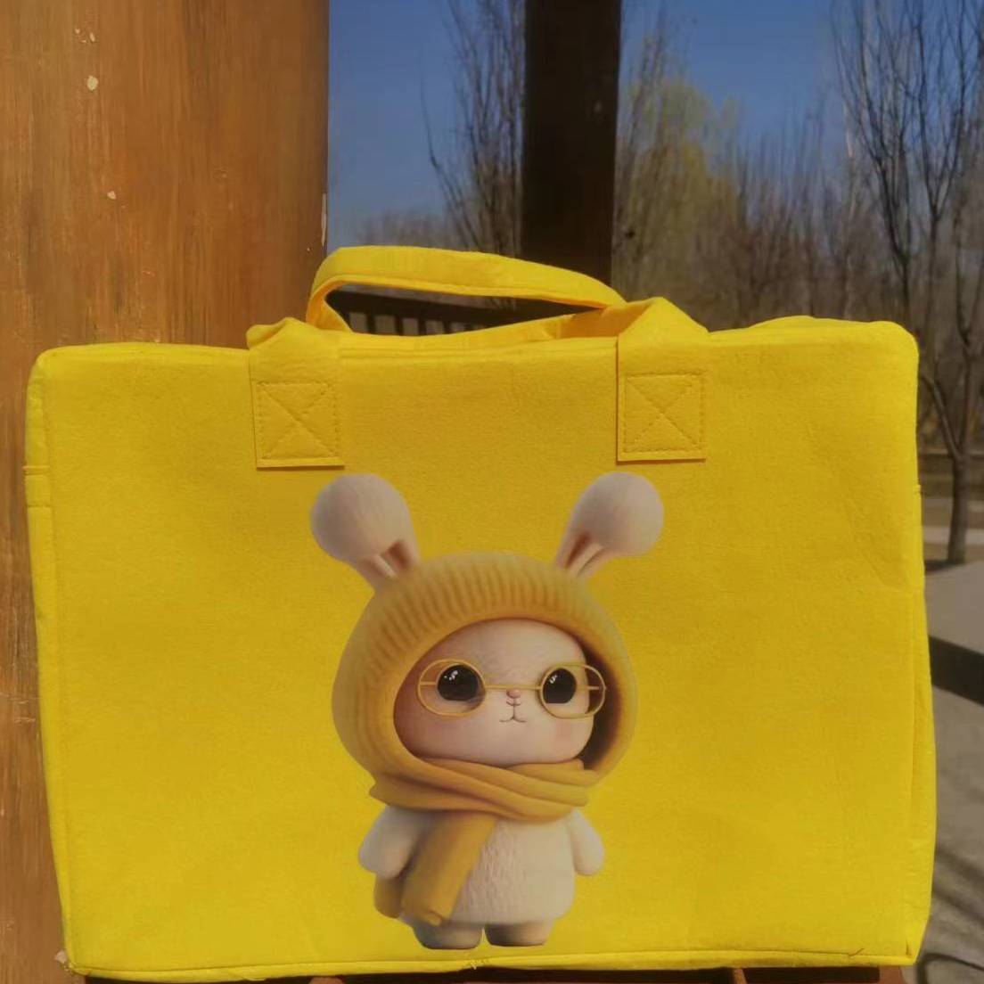 new cute cartoon doll large capacity durable travel bag felt handbag