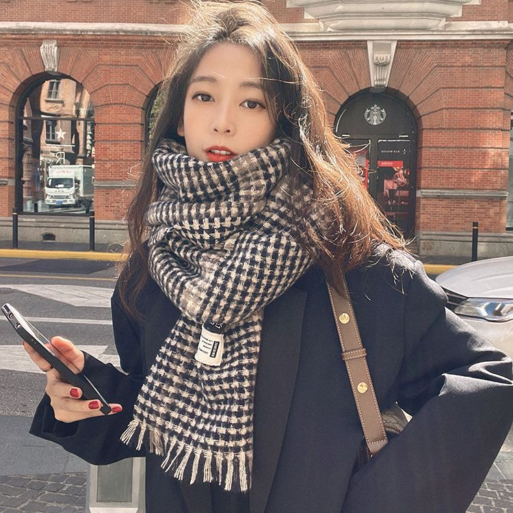 winter atmosphere ~ british retro plaid scarf women‘s winter korean style trend all-match shawl warm scarf