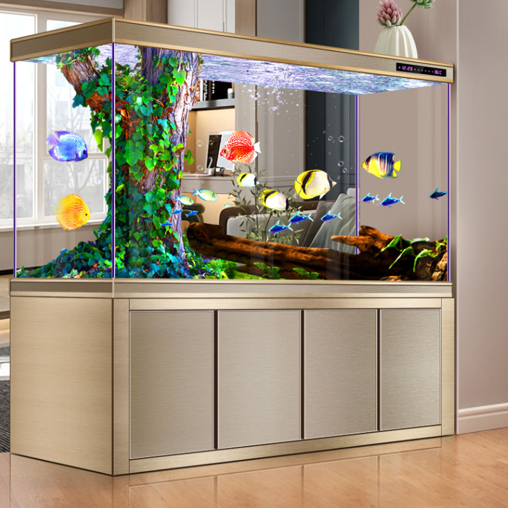 new bottom filter fish tank living room home medium and large change water aquarium screen hallway super white glass dragon fish tank