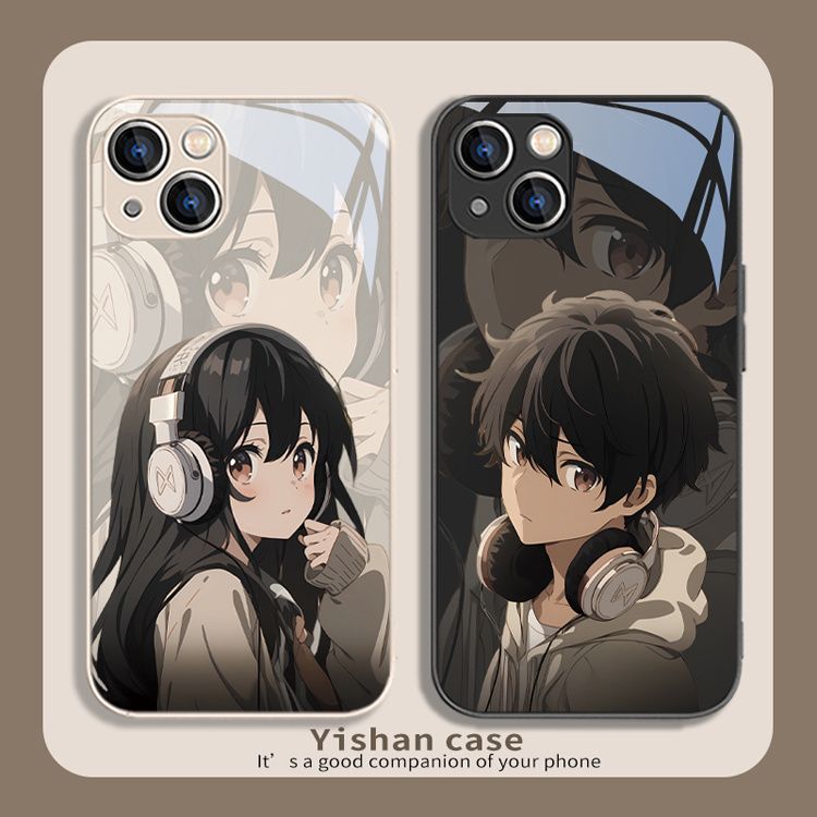 anime for iphone15 apple 14 couple phone case two-dimensional 13 advanced sense 11 new 12 glass shell