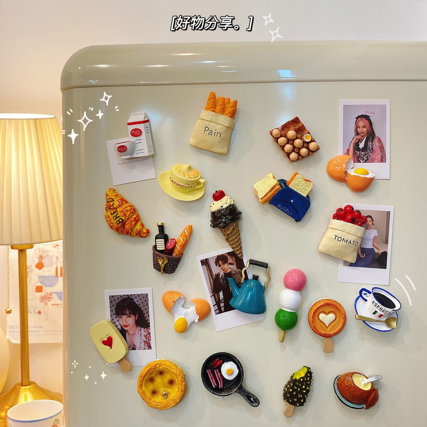 ins simulation food bread refrigerator magnet creative stereo message sticker magnetic sticker decorative sticker magnet