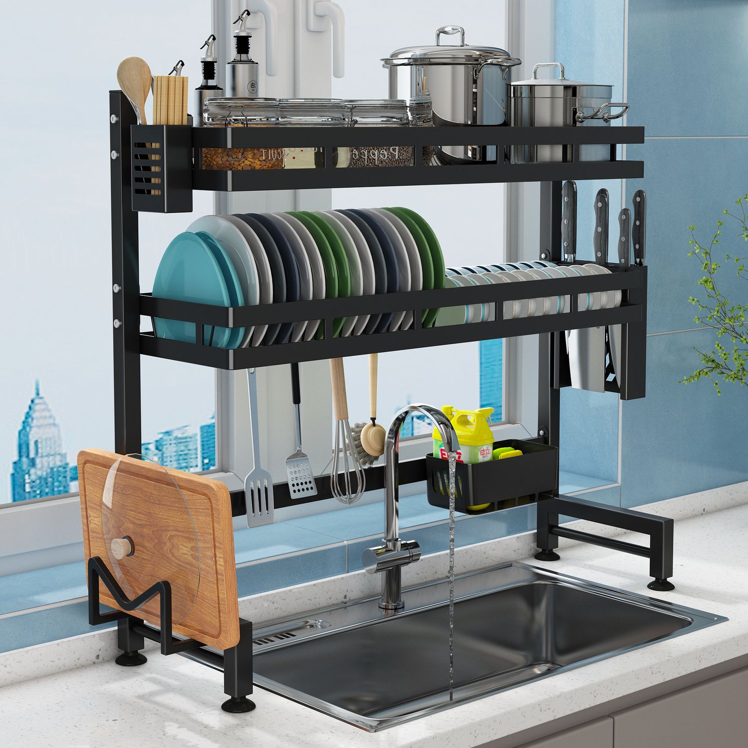 kitchen sink draining rack shelf table top dish organizer shelf multi-functional pool dish rack disc rack