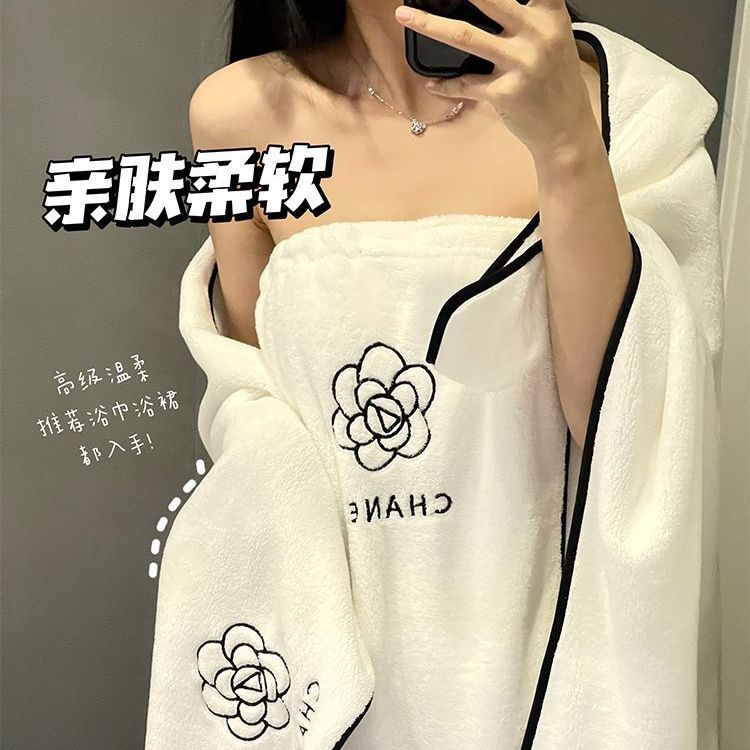 new ins style camellia bath towel women‘s home bath bath skirt three-piece set can be worn and wrapped big towel hair-drying cap