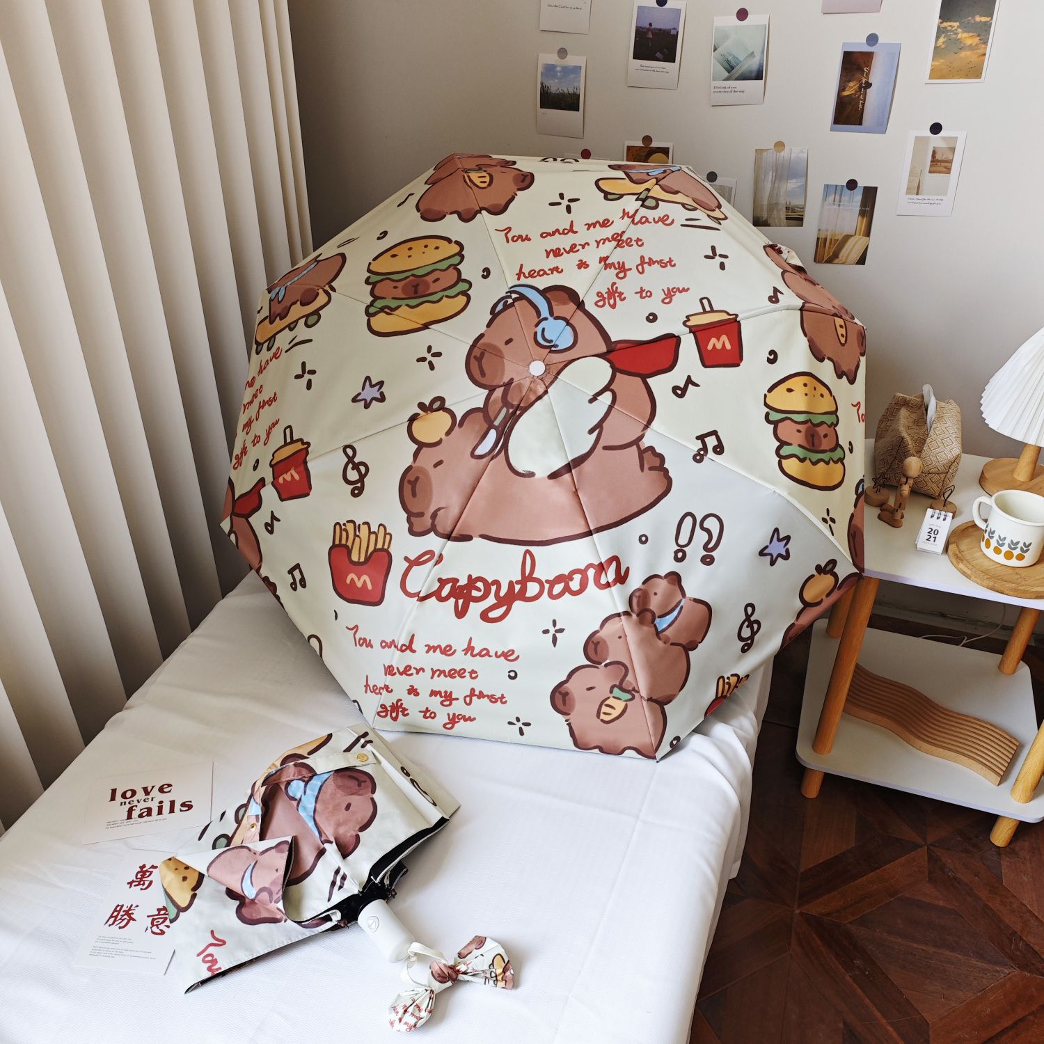 capabala automatic umbrella ins niche cartoon capybara rain and rain dual-use wind-resistant durable sunshade for female students