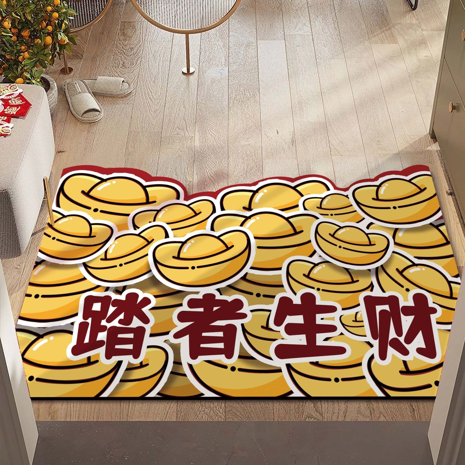 new dragon year door mat red festive hallway entrance floor mat household stain-resistant safe trip absorbent floor mat