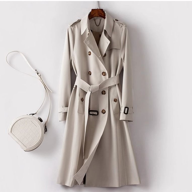 trench coat women‘s mid-length 2024 spring and autumn new british style coat petite coats classic high sense [7