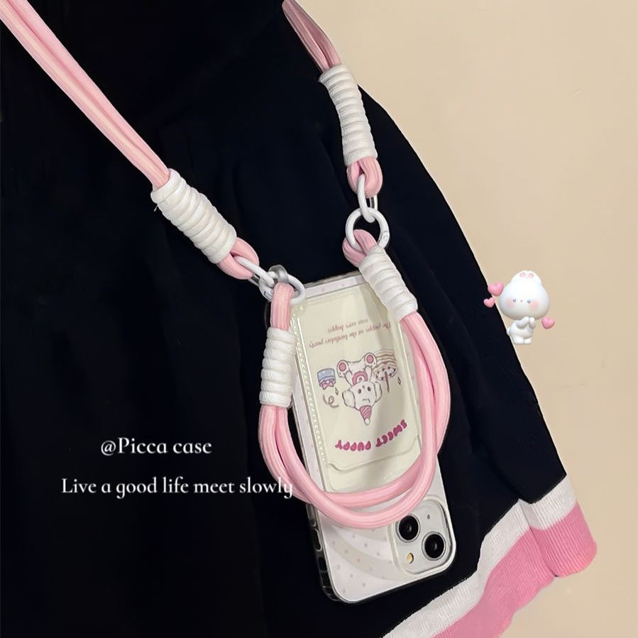 korean style ins girl cake dog crossbody portable iphone15 phone case apple 14/13 card holder 12 women‘s