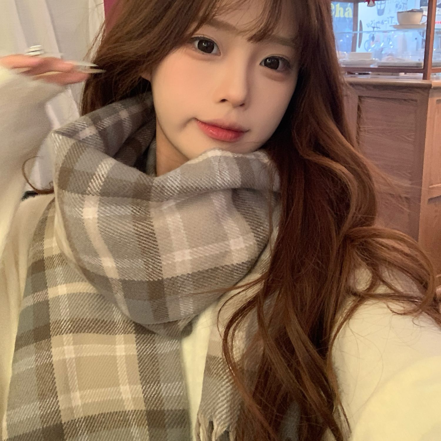 korean plaid new couple ins scarf versatile jk winter warm atmosphere student scarf