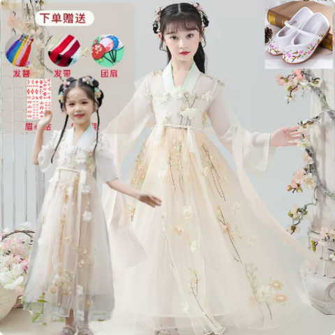 hanfu children l dress female chinese style spring and summer clothing girl princess tang suit autumn little girl new ancient costume