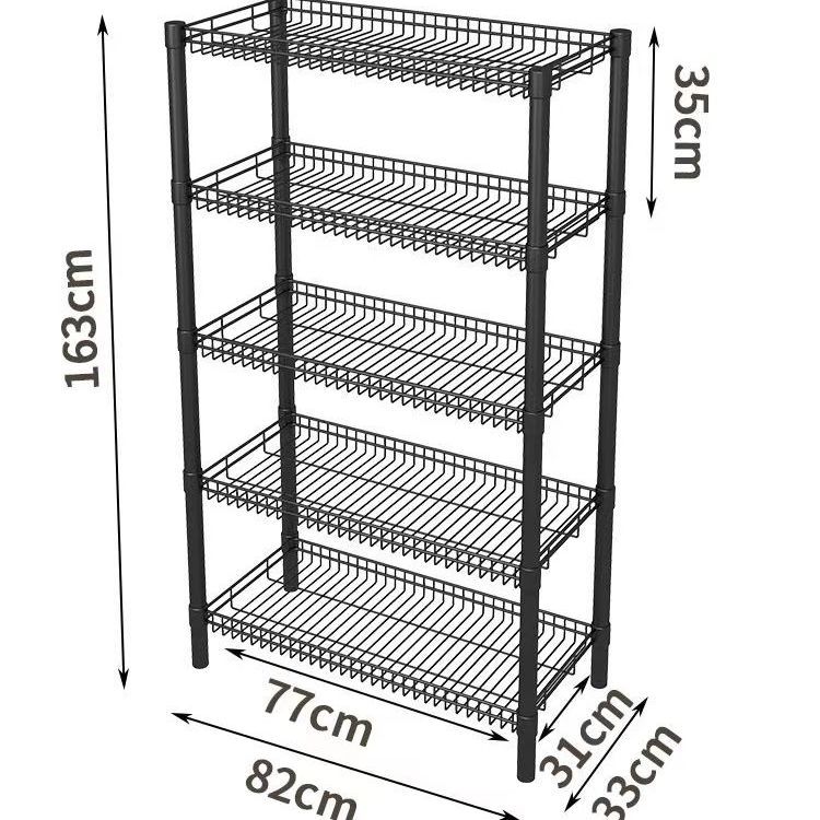 household multi-functional vegetable kitchen storage thickened multi-layer 4-layer 5-layer simple floor rectangular mobile storage rack