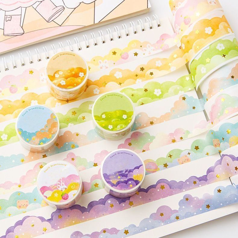 cloud bronzing lace tape journal tape cute ins fresh diy decorative material journal tape stickers