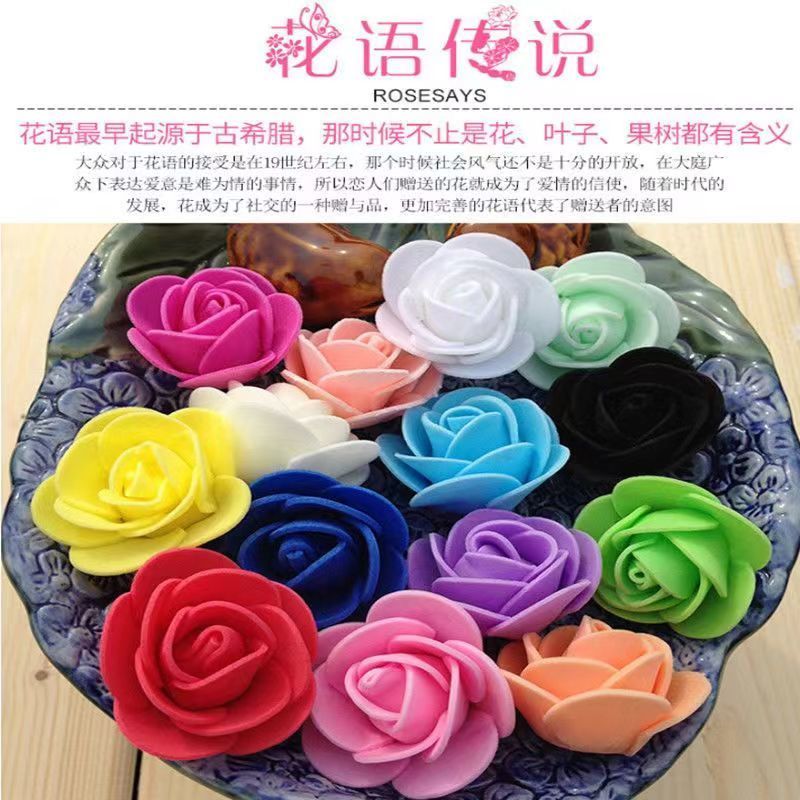 3.5cm simulation pe rose foamflower fake flower wedding home furnishing led ornamental flower diy foam bear material