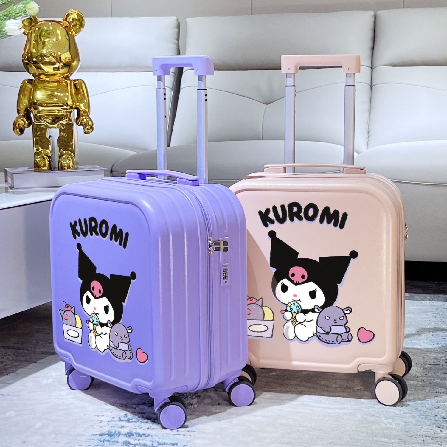 children‘s luggage girl‘s small lightweight 18-inch boarding primary school student trolley case cartoon portable travel password suitcase