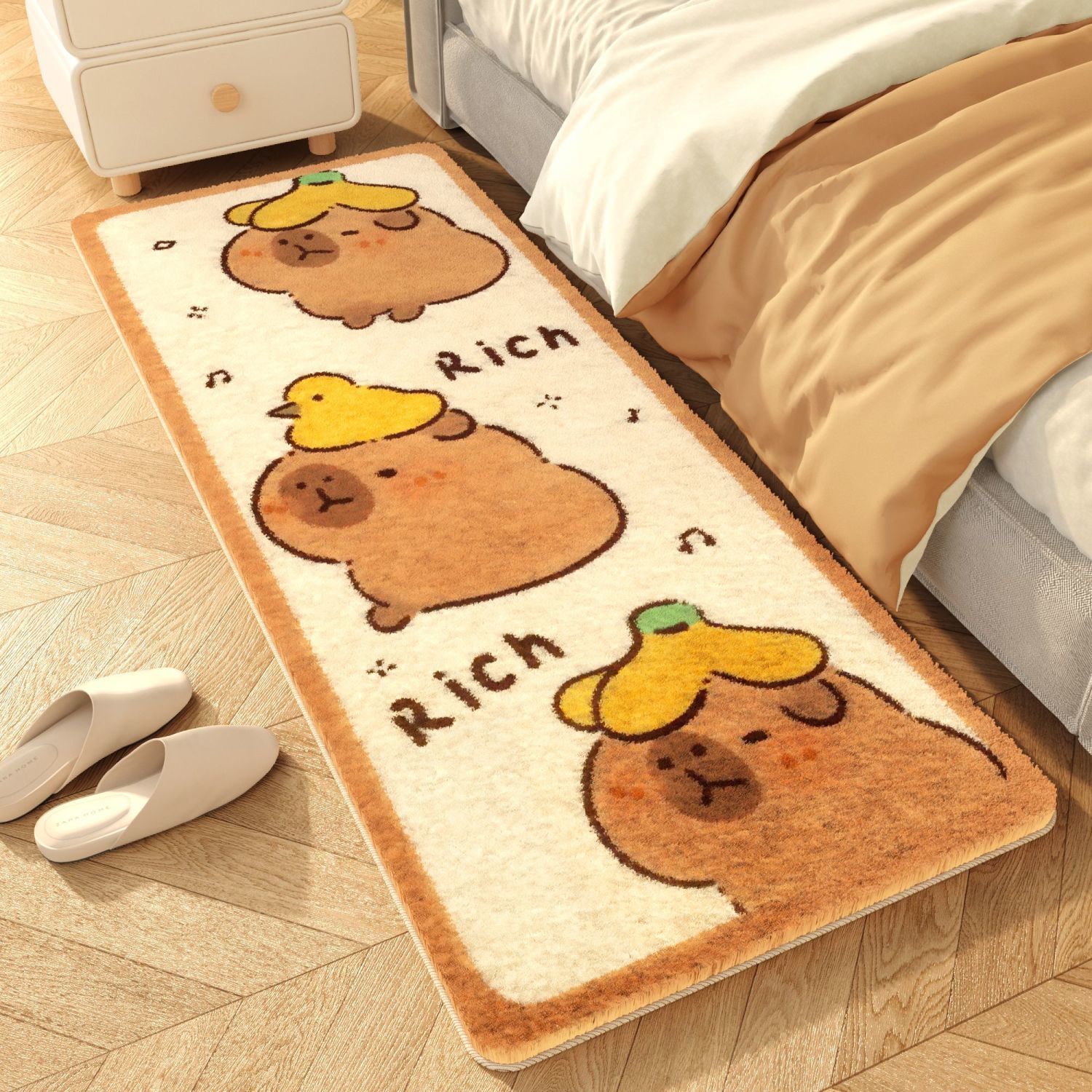 capabala capybara cashmere-like carpet girly bedroom bedside blanket room interval cool foot mat thickened customized floor mat