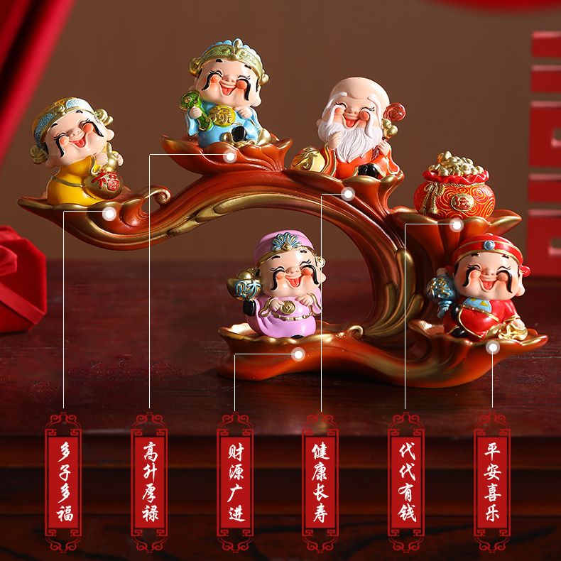 six fulinmen god god of wealth decoration creative decorations hallway tv cabinet shop opening and housewarming crafts