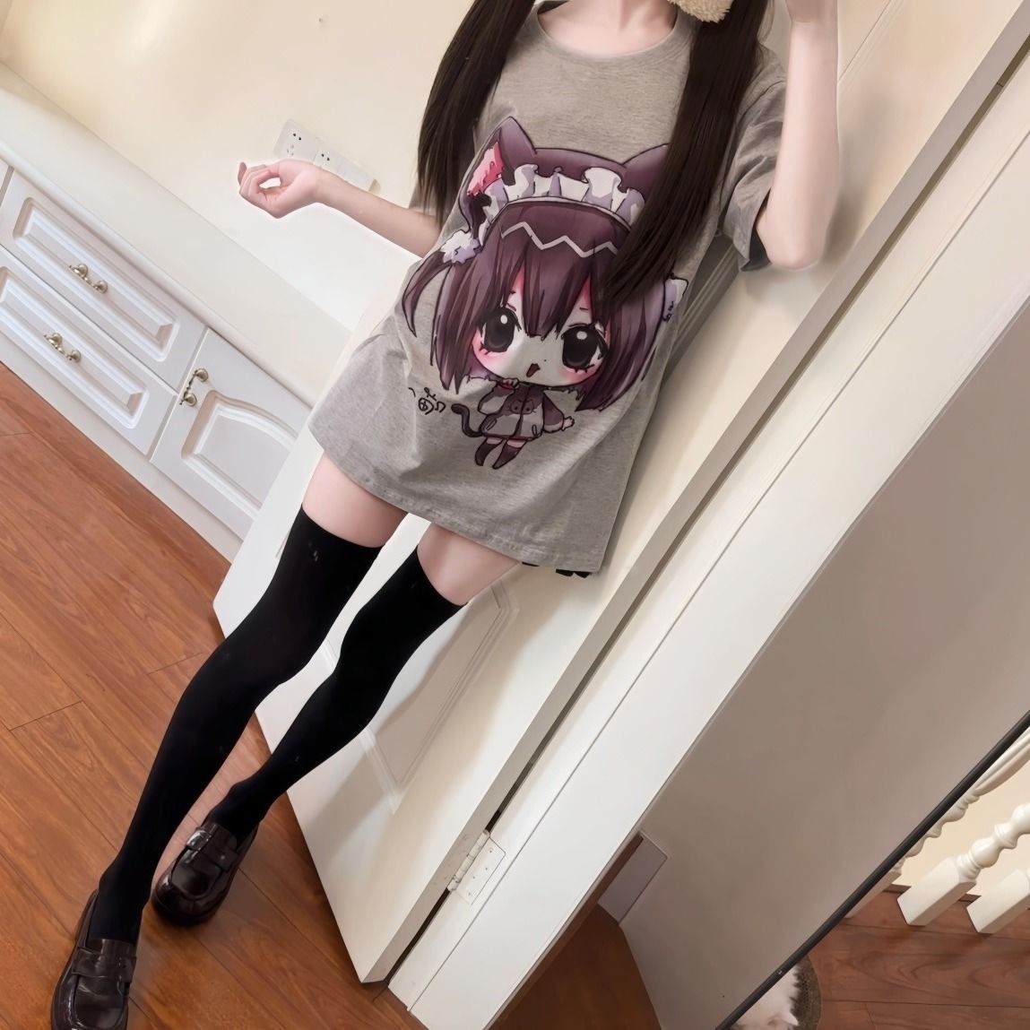 women‘s short-sleeved t-shirt 2024 summer new loose all-match japanese asian culture y2g cute sister cartoon top women