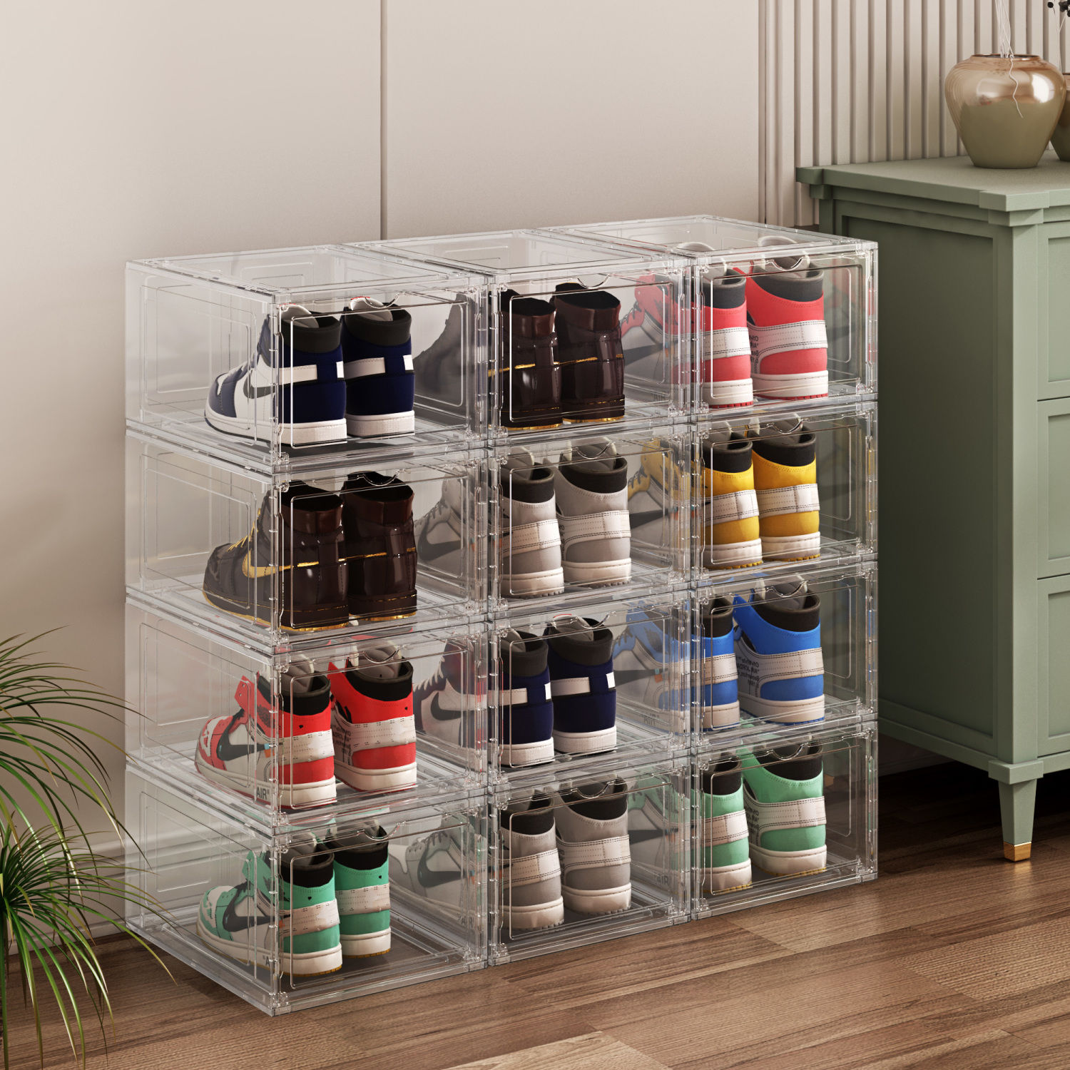 magnetic thickened plastic transparent household drawer shoe box shoes storage box dormitory fantastic space shoe rack shoe cabinet