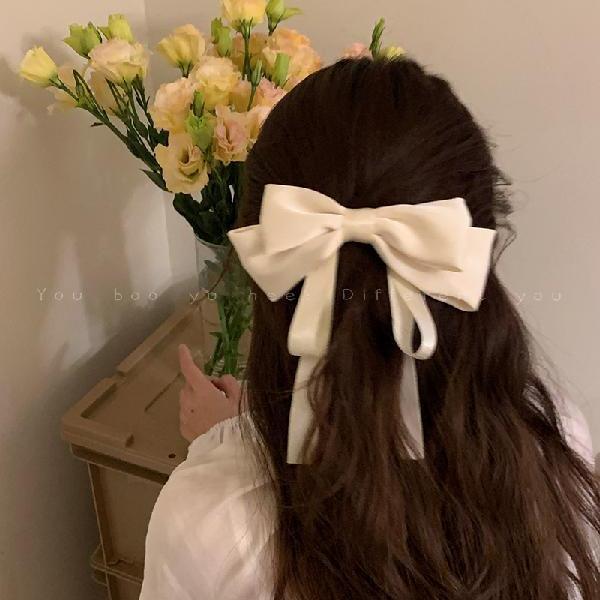 2025 new princess ribbon hairpin bow hair accessories super refined grace back head hair clip headdress french style