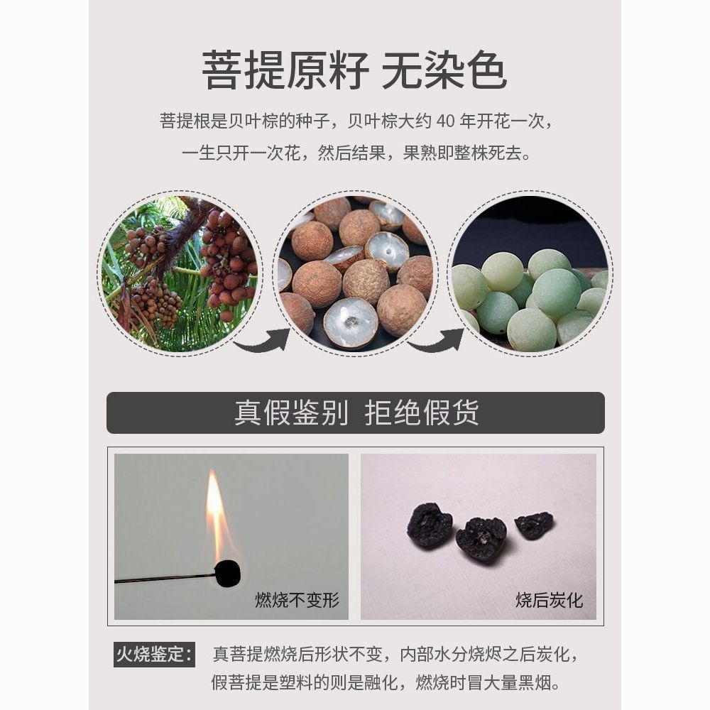 Lingyue Pavilion Natural Bodhi Bracelet Pliable Temperament Student Version Smoky Gray Gradient Bodhi Root Crafts Prayer Beads Bracelet