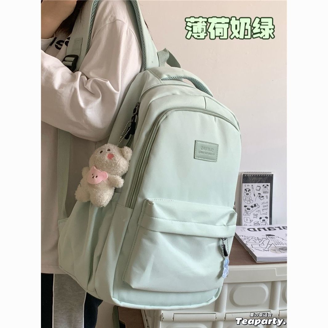 simple all-matching ins university style backpack women‘s solid color large capacity high school student schoolbag travel computer backpack