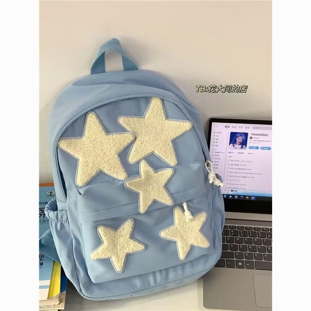 2023 new warm winter japanese five-pointed star niche homemade backpack ins all-matching college schoolbag high school backpack