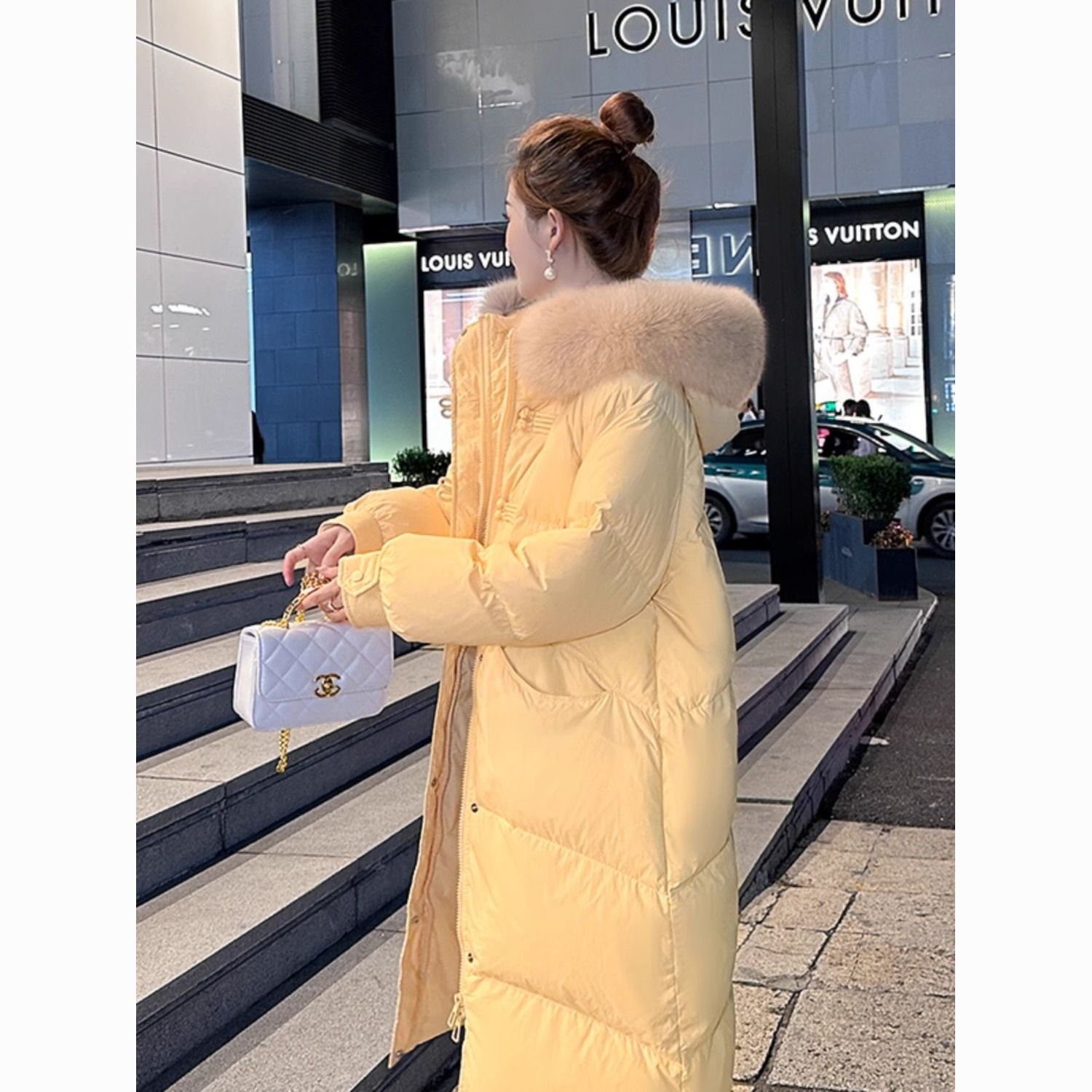 down jacket women‘s winter classic style loose korean style slimming thickened hooded winter white duck down coat plus velvet thickened