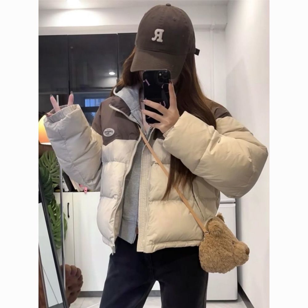 2024 new preppy style winter small short down jacket female korean slimming and fashionable thickened puffer jacket