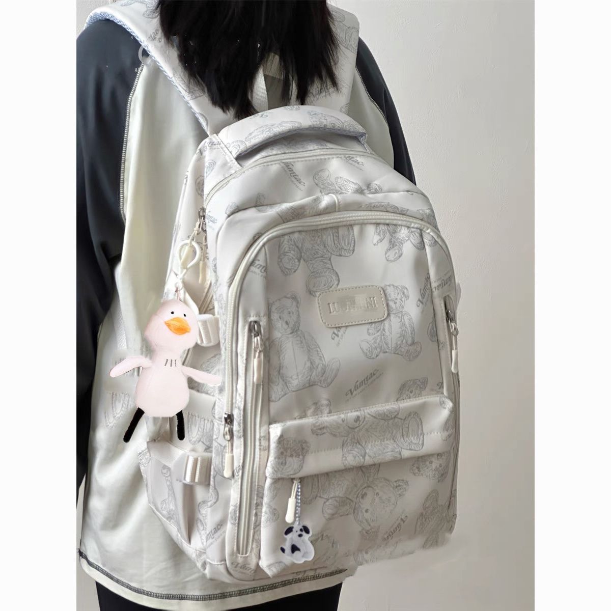 schoolbag ins college student high school student simple campus all-match bear large capacity backpack computer backpack