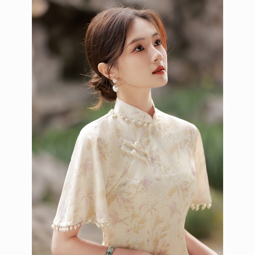 new chinese style improved cheongsam 2024 new chiffon gentle young girls‘ retro republic of china daily wearable high sense