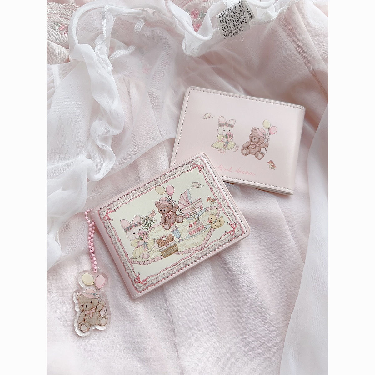 girldream rabbits and bears driving license 2.0 picnic series girl design cute lace protective case card holder