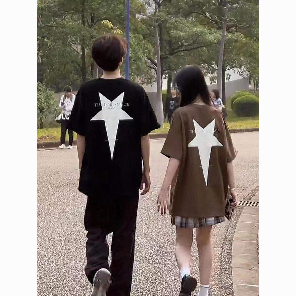 2023 summer american street retro easy matching loose male and female couples wear no pilling short sleeve t-shirt top