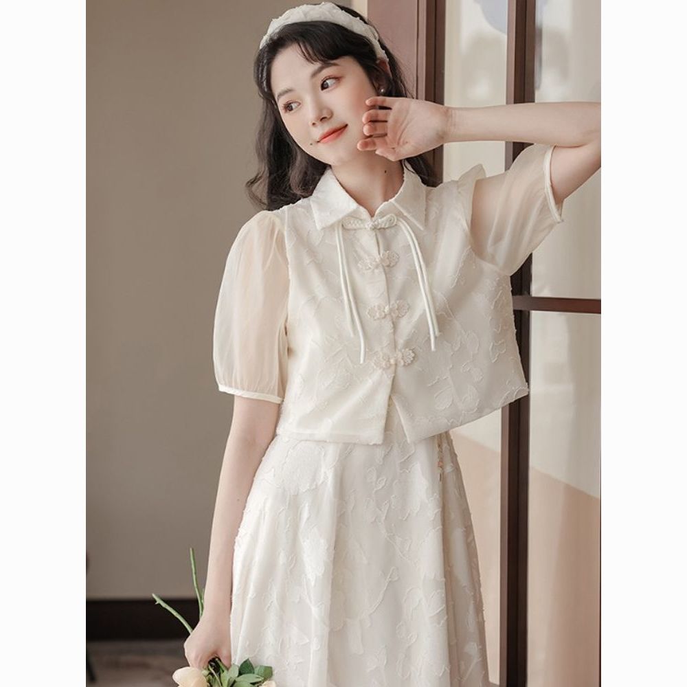 large size women‘s clothing new chinese style improved cheongsam chinese style suit dress women‘s summer hanfu design temperament dress