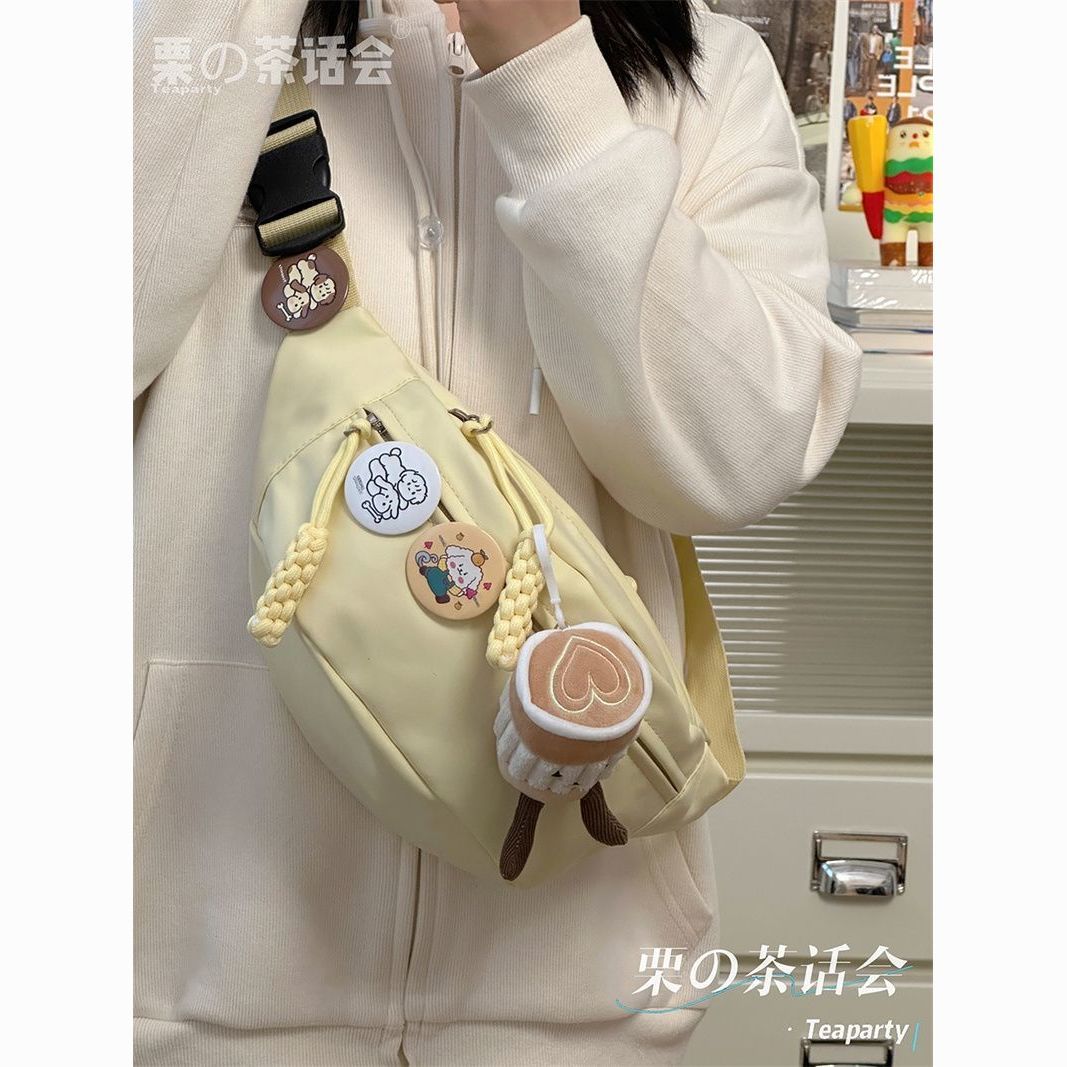 canvas casual bag for women 2023 new fashion messenger bag summer sports chest bag minority all-match ins waist bag