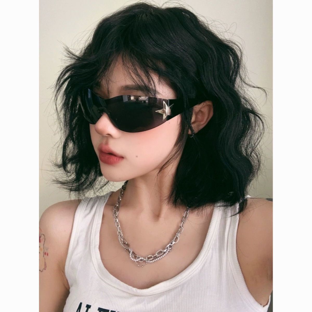 european and american internet hot frameless five-pointed star hip hop pilot sunglasses y2g millennium hot girl wind sunshade punk sunglasses