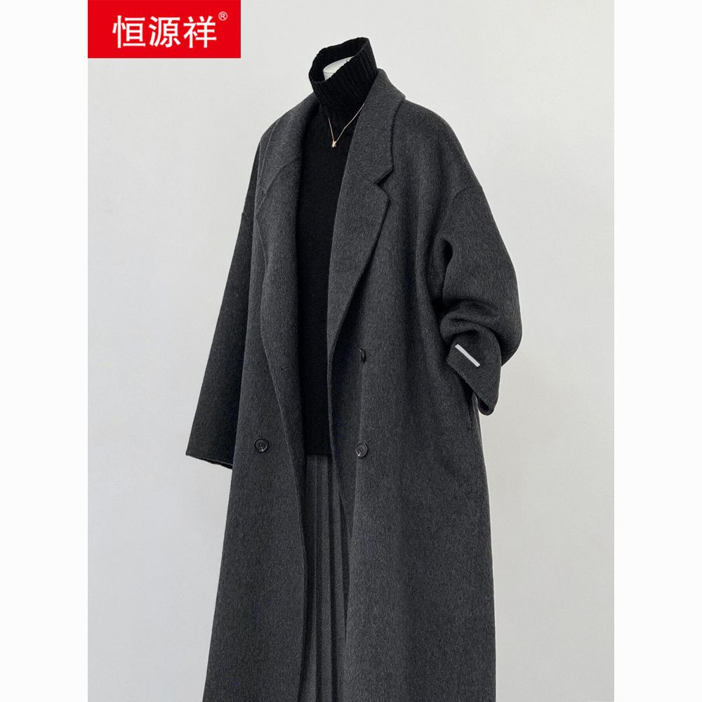 hengyuanxiang reversible cashmere coat women‘s simple young commuter woolen coat women‘s mid-length autumn and winter coat