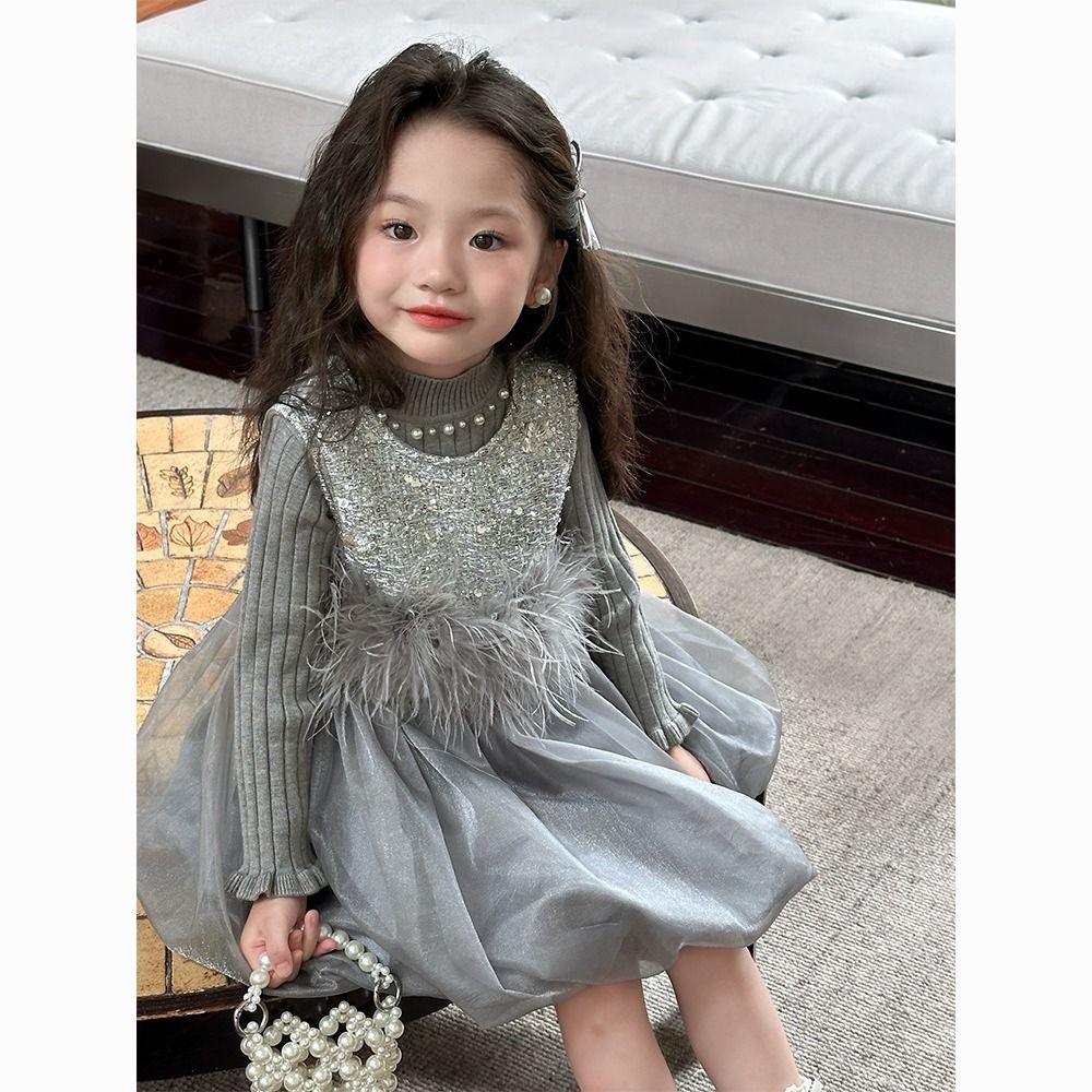 girls dress fleece-lined autumn and winter 2024 new baby halloween classic style vest princess dress super fairy