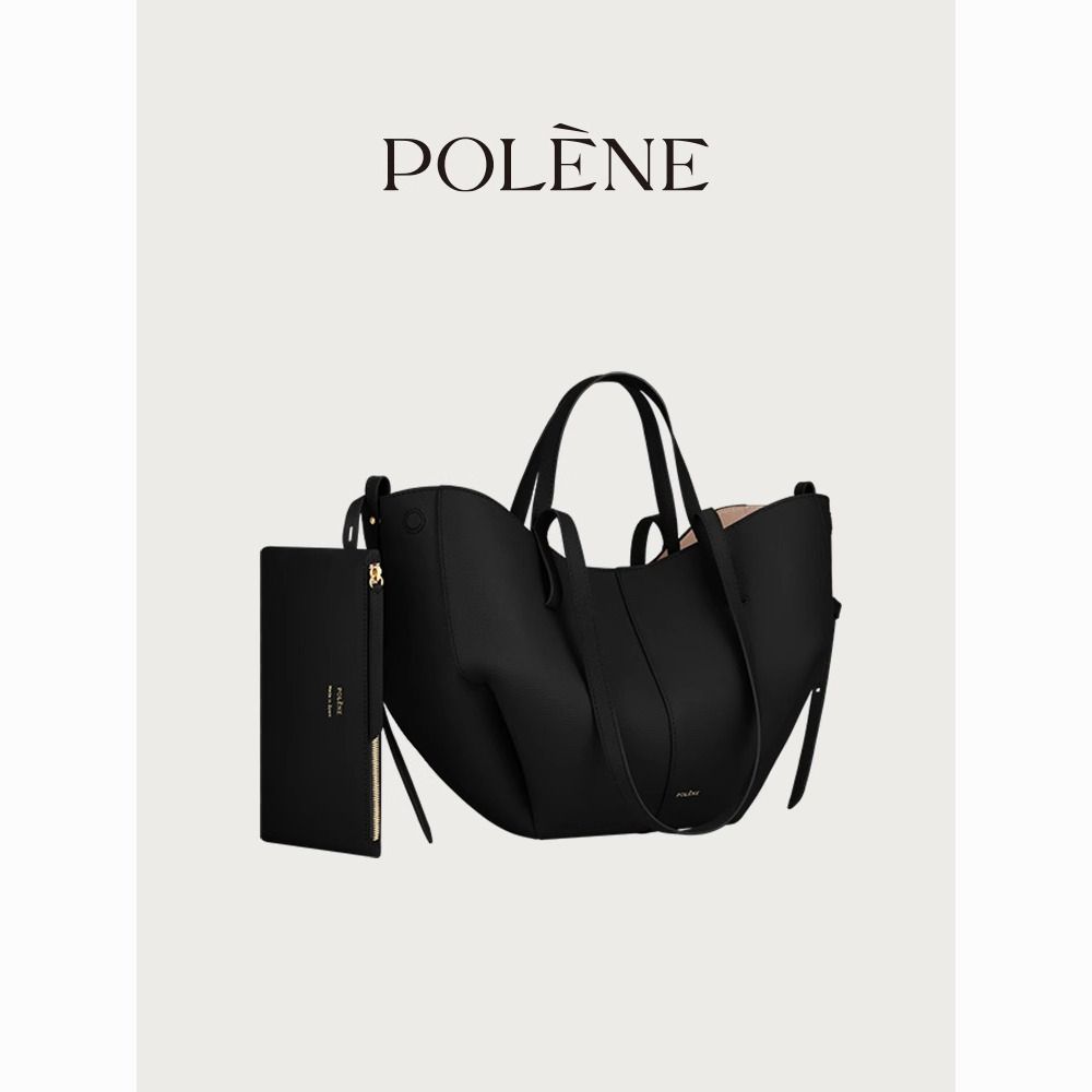 polene polingen cyme mini black lychee pattern portable shoulder tote bag