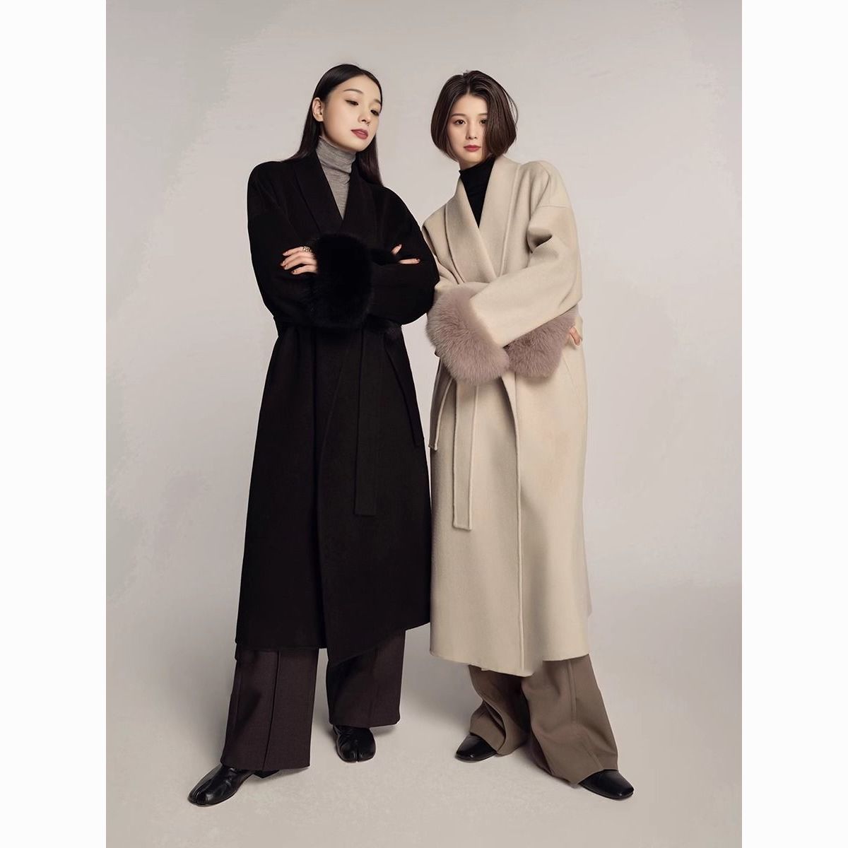 idle style reversible cashmere coat women‘s mid-length below the knee woolen coat double-faced woolen goods wool overcoat 2024 autumn and winter