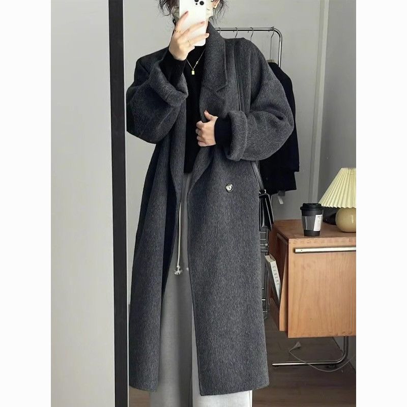 down jacket liner cashmere wool coat women‘s mid-length 2024 winter new korean style high-grade thickened coat