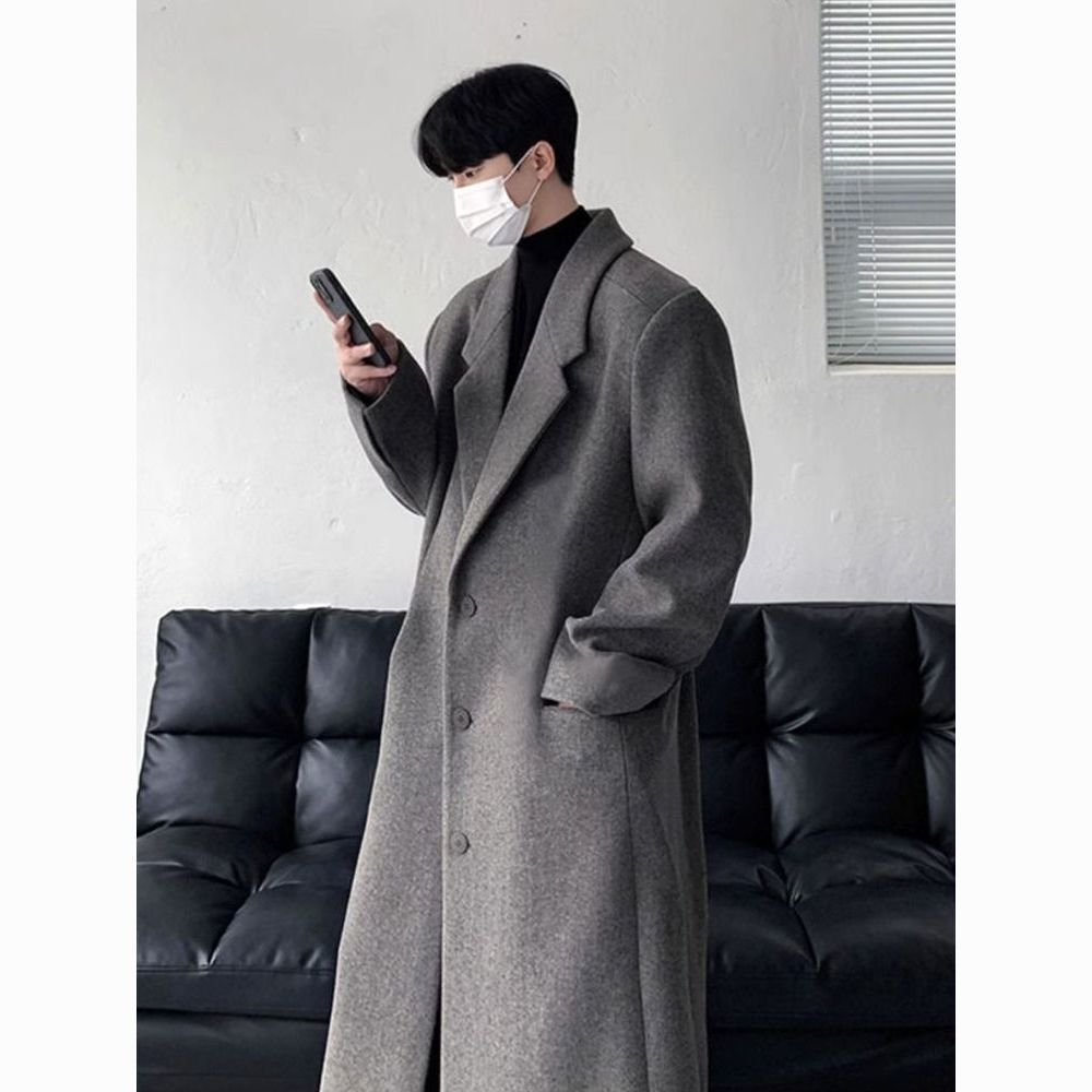 dipai british style mid-length woolen coat autumn and winter new korean style high sense trendy trench coat thick coat