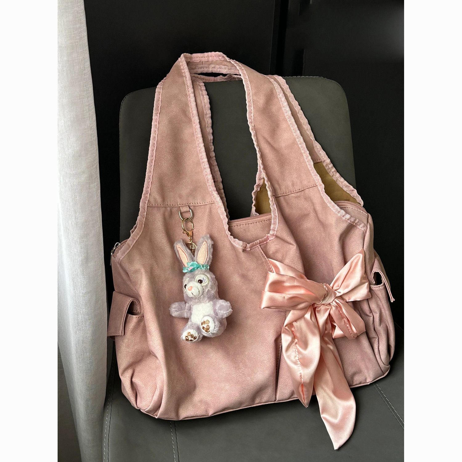 south korea blogger yunzhen same style special-interest design bow large capacity shoulder bag trendy cool all-match commute underarm bag