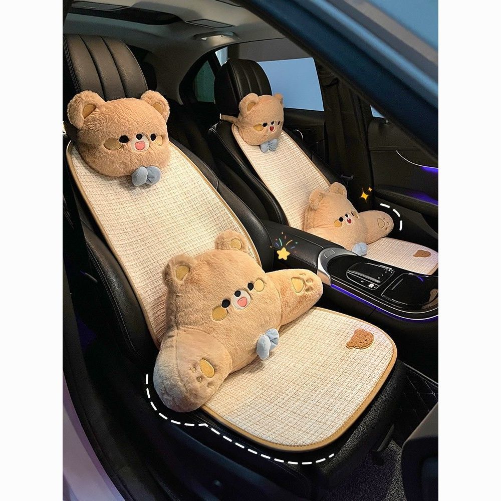 car cushion four seasons cartoon cute car seat cushion four seasons universal car cotton linen single piece seat cushion for women