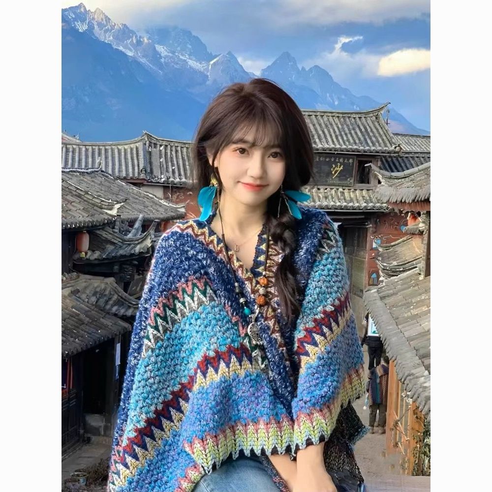 women‘s shawl 2024 new autumn and winter ethnic style yunnan characteristic lijiang dali cloak cloak outer wear fashionable western style