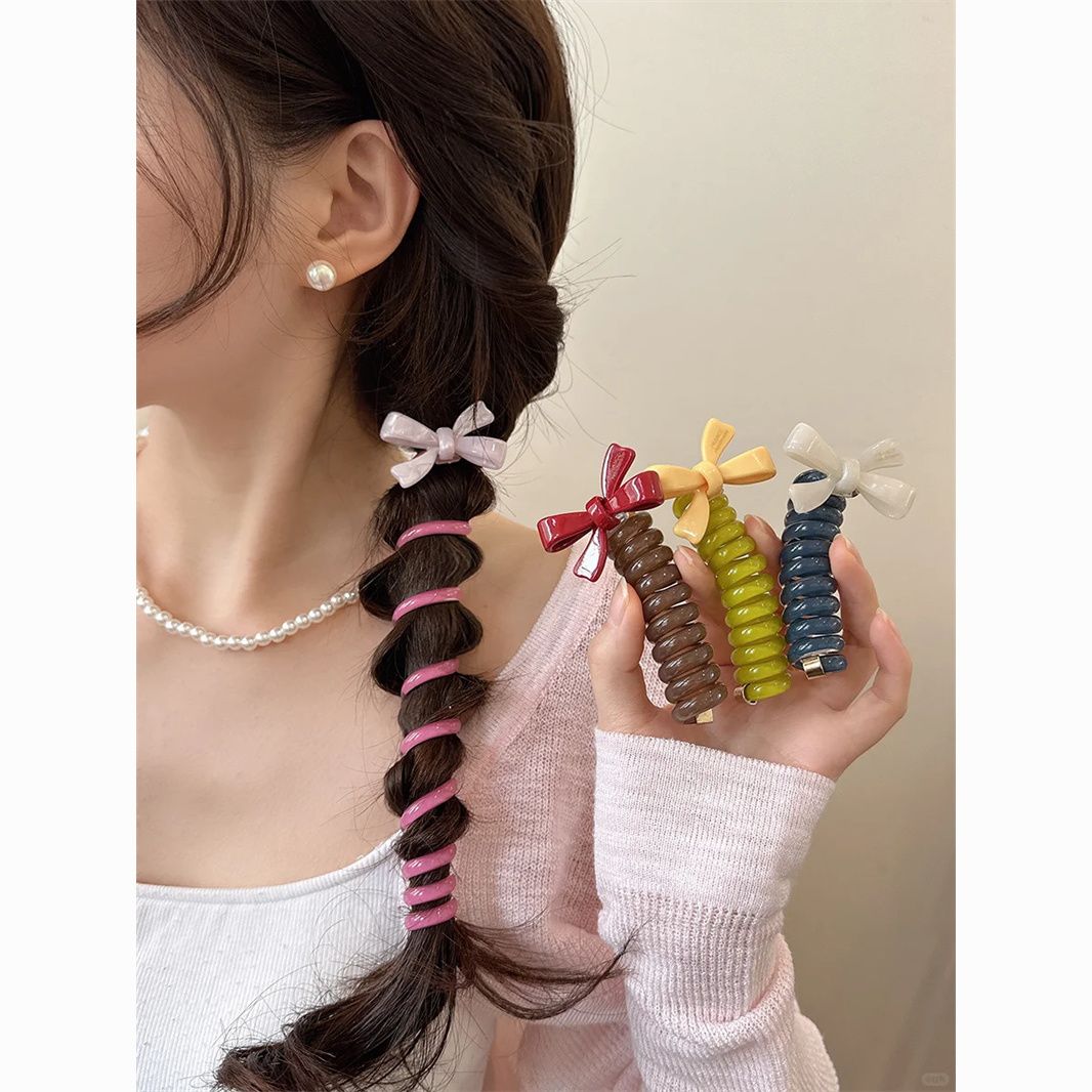 spring and summer cute bow bubble braid hair braiding artifact headband women‘s 2024 new high sense phone line hair ring