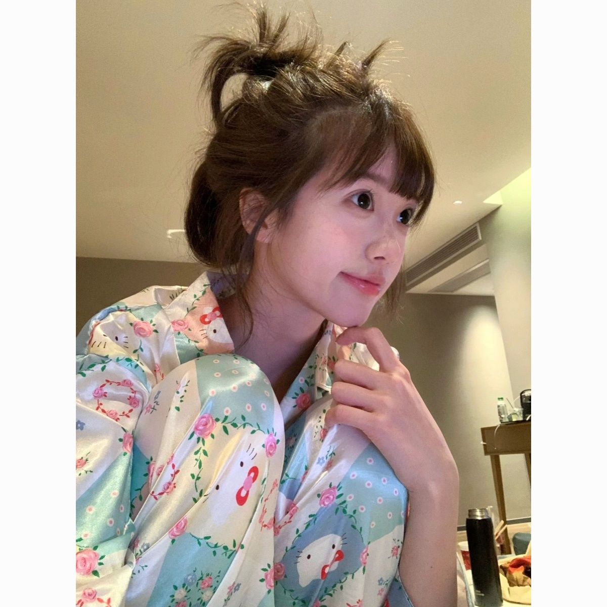 korean style  printed ice silk pajamas for women spring and autumn 2024 new net red wind satin homewear suit