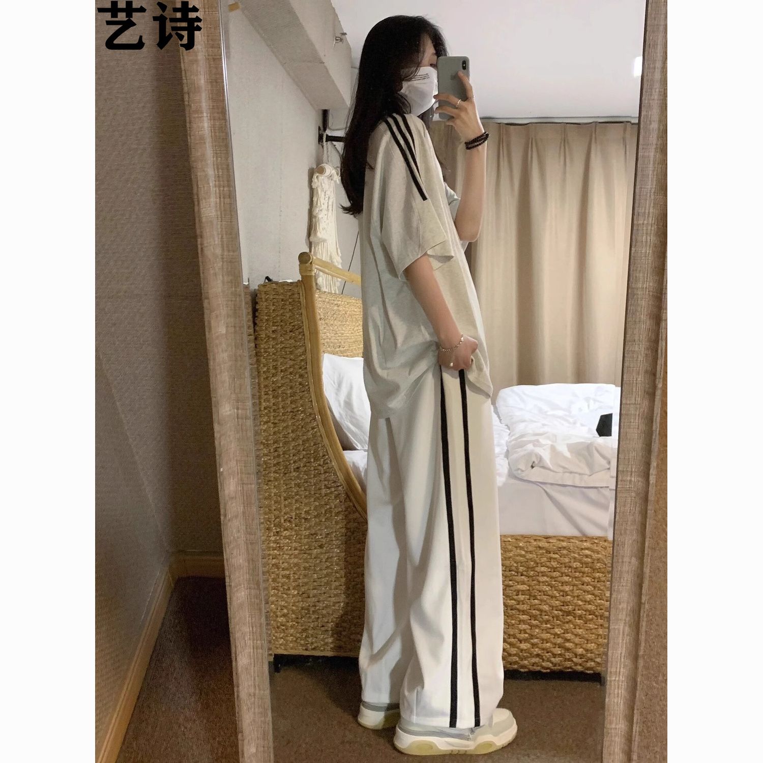 yishi preppy style sportswear suit female summer student korean style loose fashion short sleeve trousers casual two-piece suit