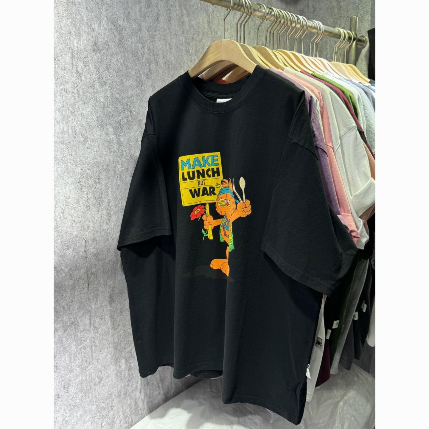 brand foreign trade cut label tail order counter withdraw ~ korean cartoon garfield printed short sleeve t-shirt men‘s and women‘s tops summer